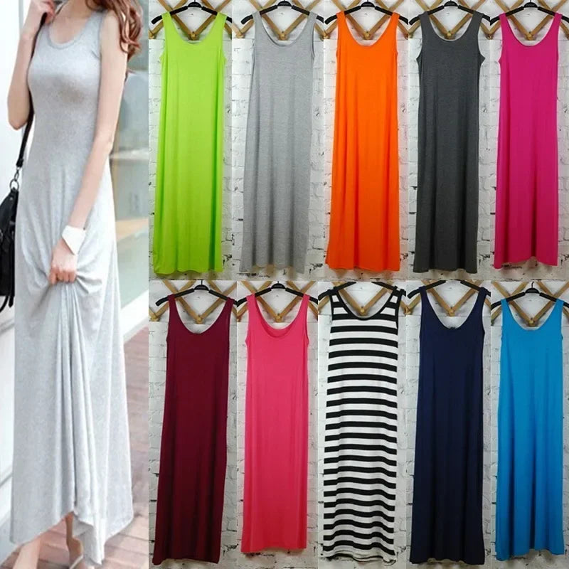 Backless Sleeveless Tank top Dress Women Slim Midi Long Bodycon Dresses