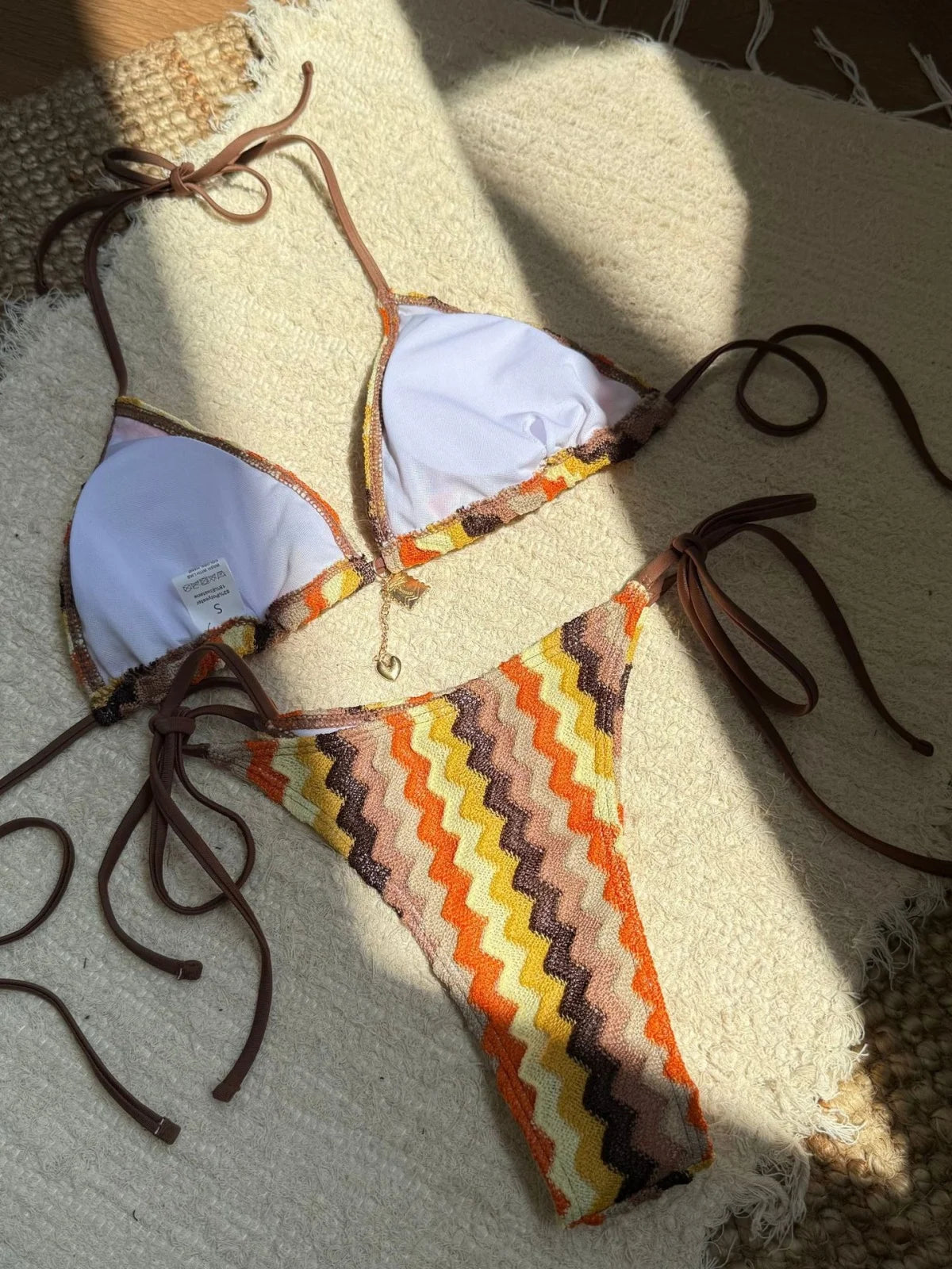 Sexy Lace Orange Gradient Bikini Set 2025 Women Summer Push Up Tie Side Triangle Swimsuit Beach Bathing Suit Holiday Swimwear
