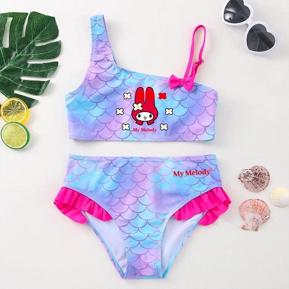 My Melody Girls Tankini Swimsuits Summer Beach wear Children Kids Wear Bathing Suits Two-pieces Bikini Dresses Fashion