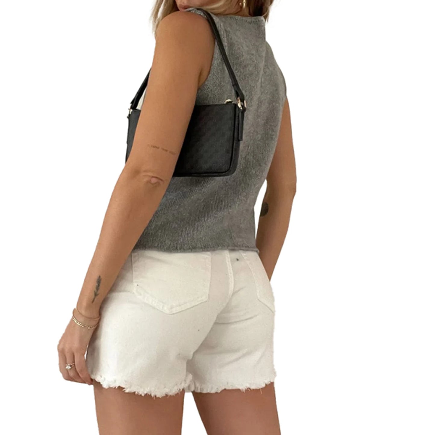 Tank Top Cardigans For Women Crochet Vest Y2k Sleeveless V Neck Knit Open Front Crop Top Solid Color Cutout Casual Streetwear