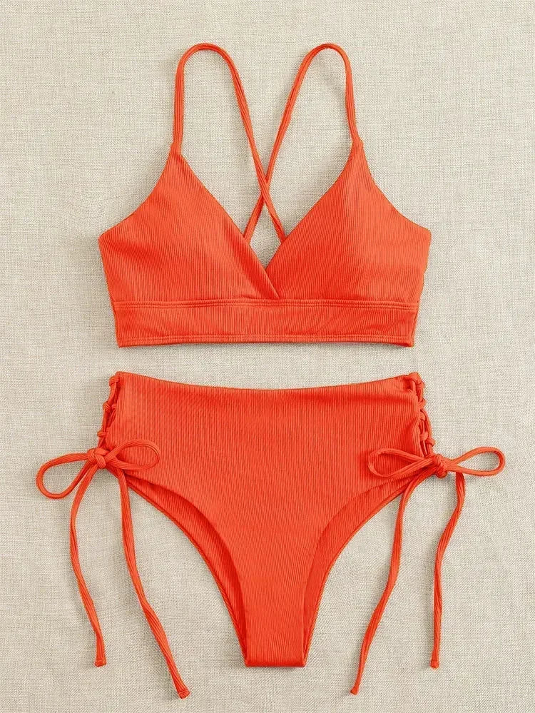 Sexy Bandage High Waist Brazilian Bikinis Sets Swimsuit Swimwear Swimming Suit for Women  New Bikini Mujer Biquinis