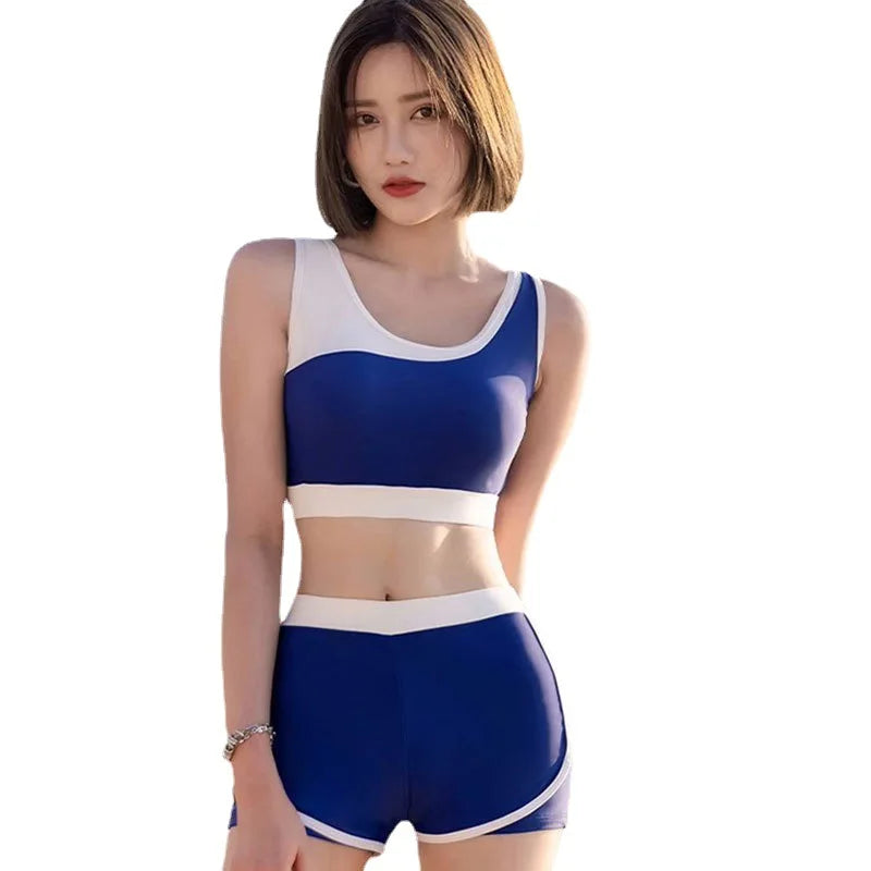 Split Swimsuit Women's Summer New Conservative and Thin Sunscreen Flat Angle 3-piece Sports Swimsuit Bathing Suit Bikini Set