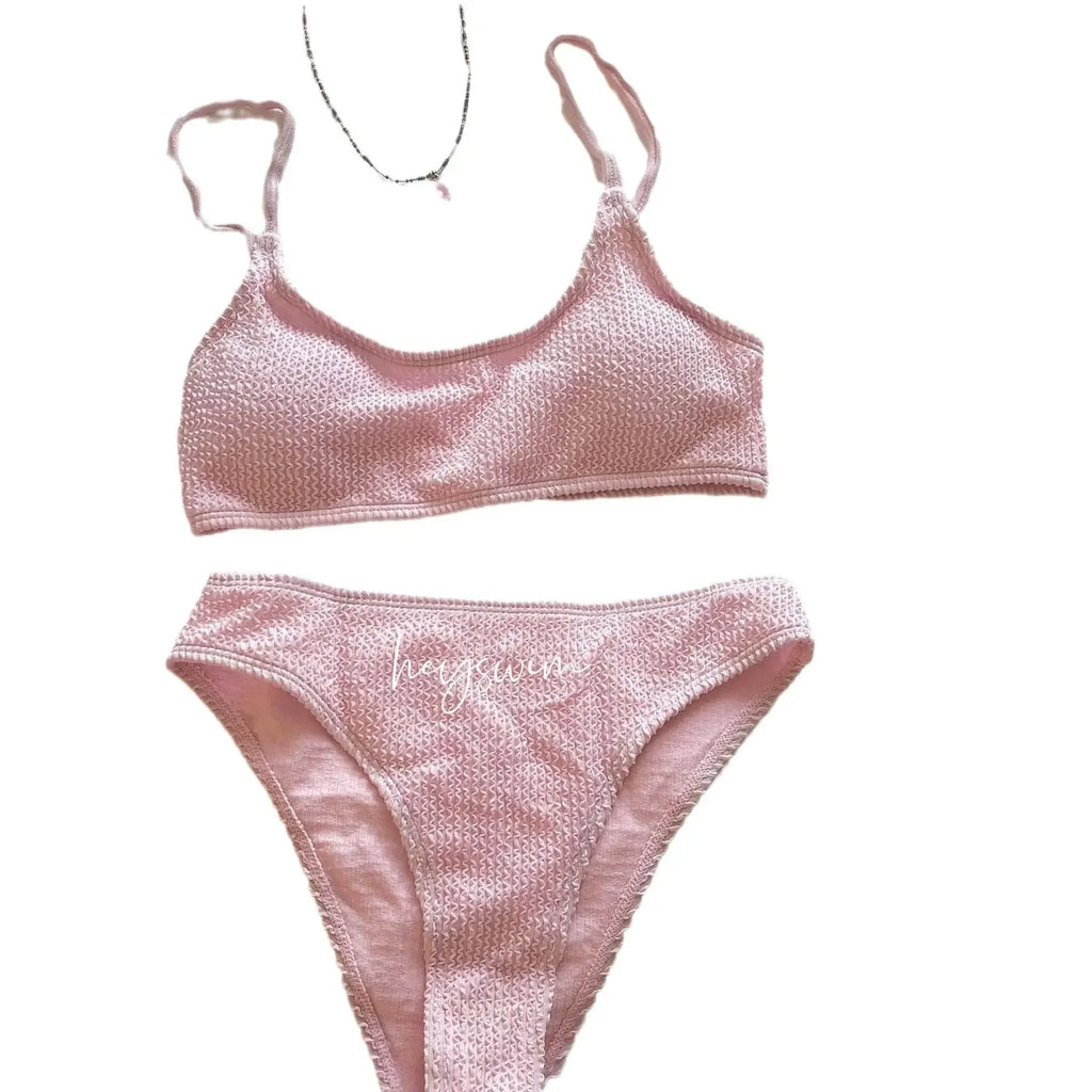Multicolor Korean Japanese Style Bikini Set Women's Holiday Swimwear Girl's Color Separate Design Fashionable Beachwear