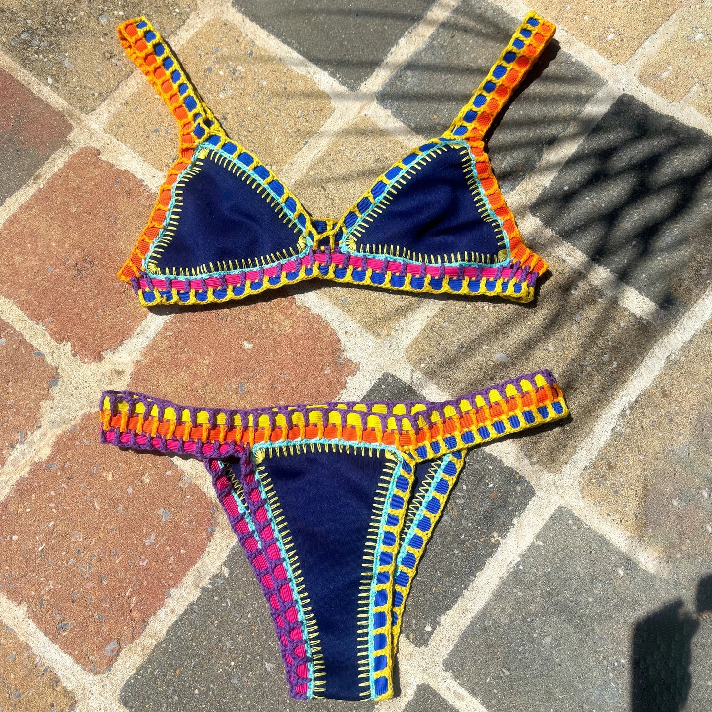 Pink Crochet Bikini 2025 Sexy Women Swimsuit Female Swimwear Micro Bikini Set Bandeau Swimming Suit Beachwear Brazilian Biquini