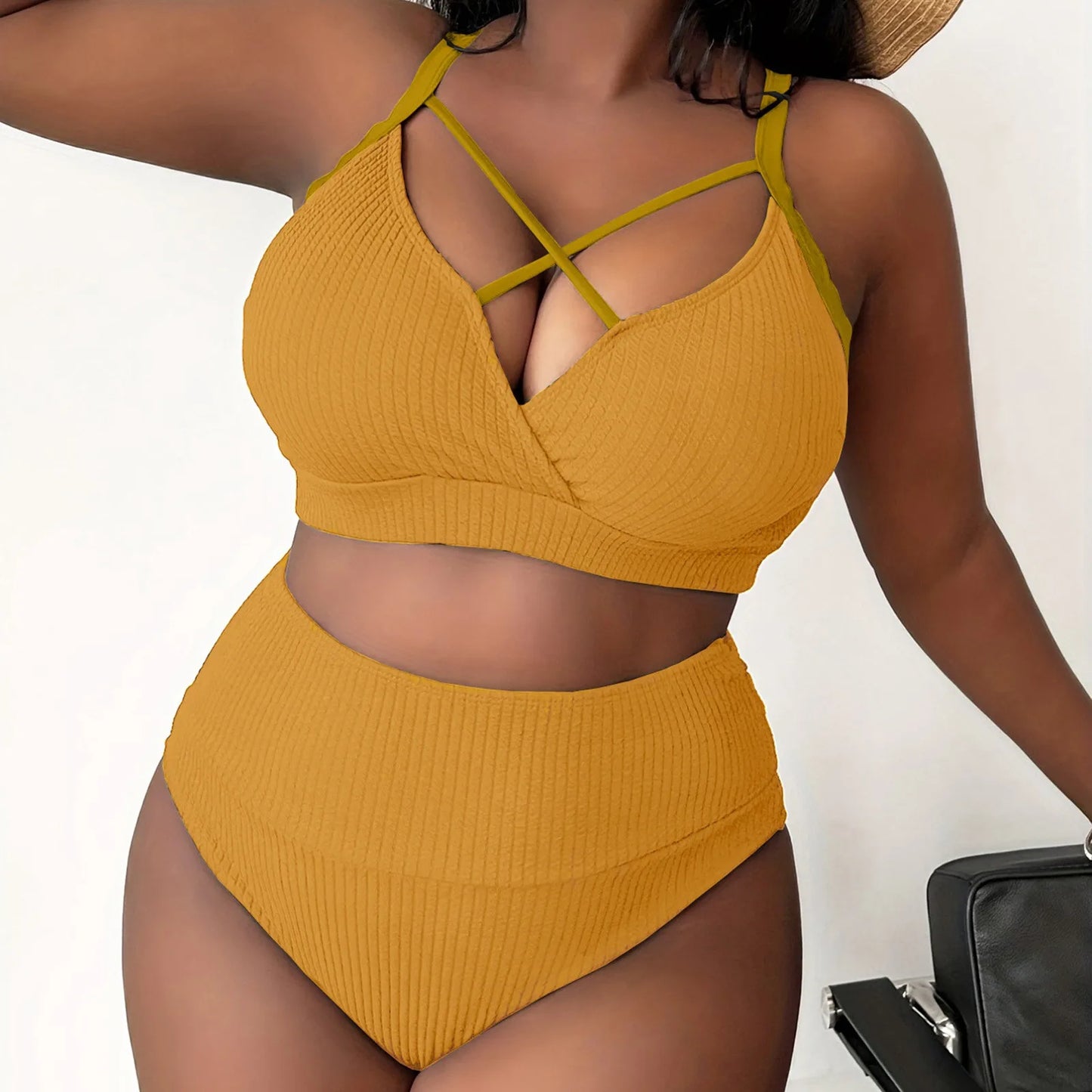 Plus Size Swimsuit Women Big Breast Bikini Set 2024 Sexy Two Pieces Bikinis High Waisted Swimwear Brazilian Bathing Suit