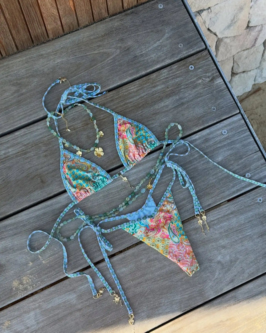 2025 Trend Trangle Stripped Micro Bikini Set Women Swimsuit Sexy Fashion Lady Biquini Swimwear Vacation Beachwear Female Clothes