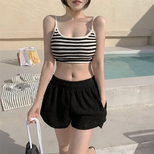 Thai Ins Style Striped Thermal Three-Piece Bikini Set Sexy Women's Swimsuit Split Design from Mainland China Female Swimwear