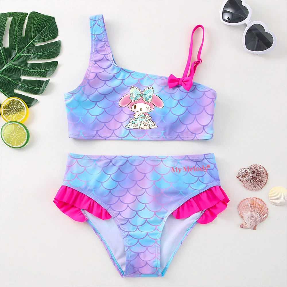 My Melody Girls Tankini Swimsuits Summer Beach wear Children Kids Wear Bathing Suits Two-pieces Bikini Dresses Fashion