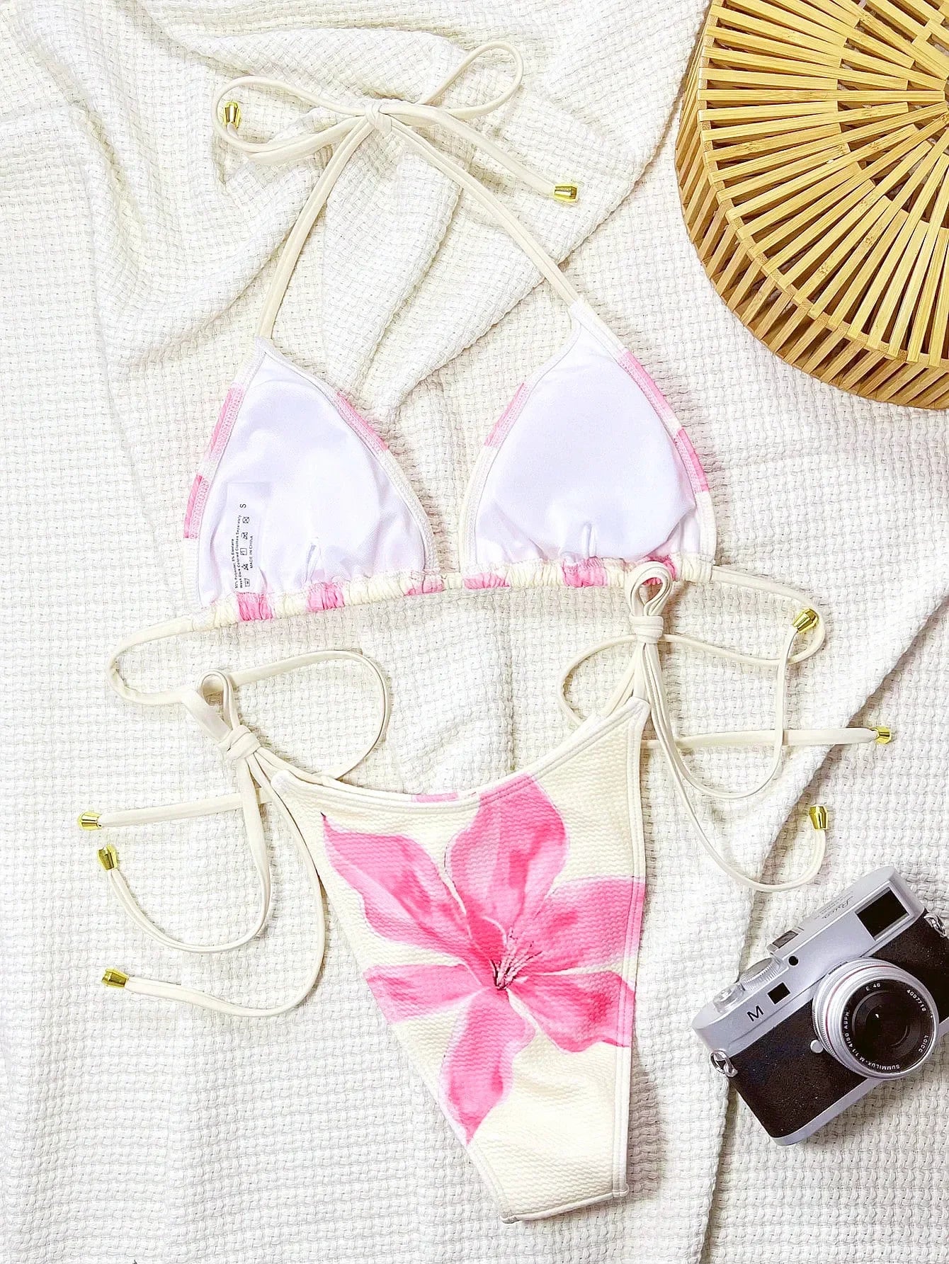 Sexy Pink Floral Print Bikini Set Women Summer Push Up Micro Swimsuit 2025 Brazilian Beach Bathing Suit Thong Swimwear Biquini