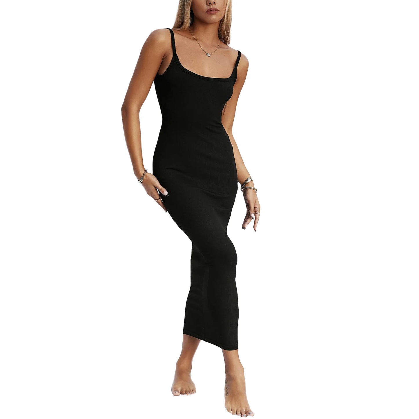 Women Backless Maxi Dress Sleeveless Bodycon Sexy Open Back Cutout Long Dresses Elegant Cocktail Party Tank Dress