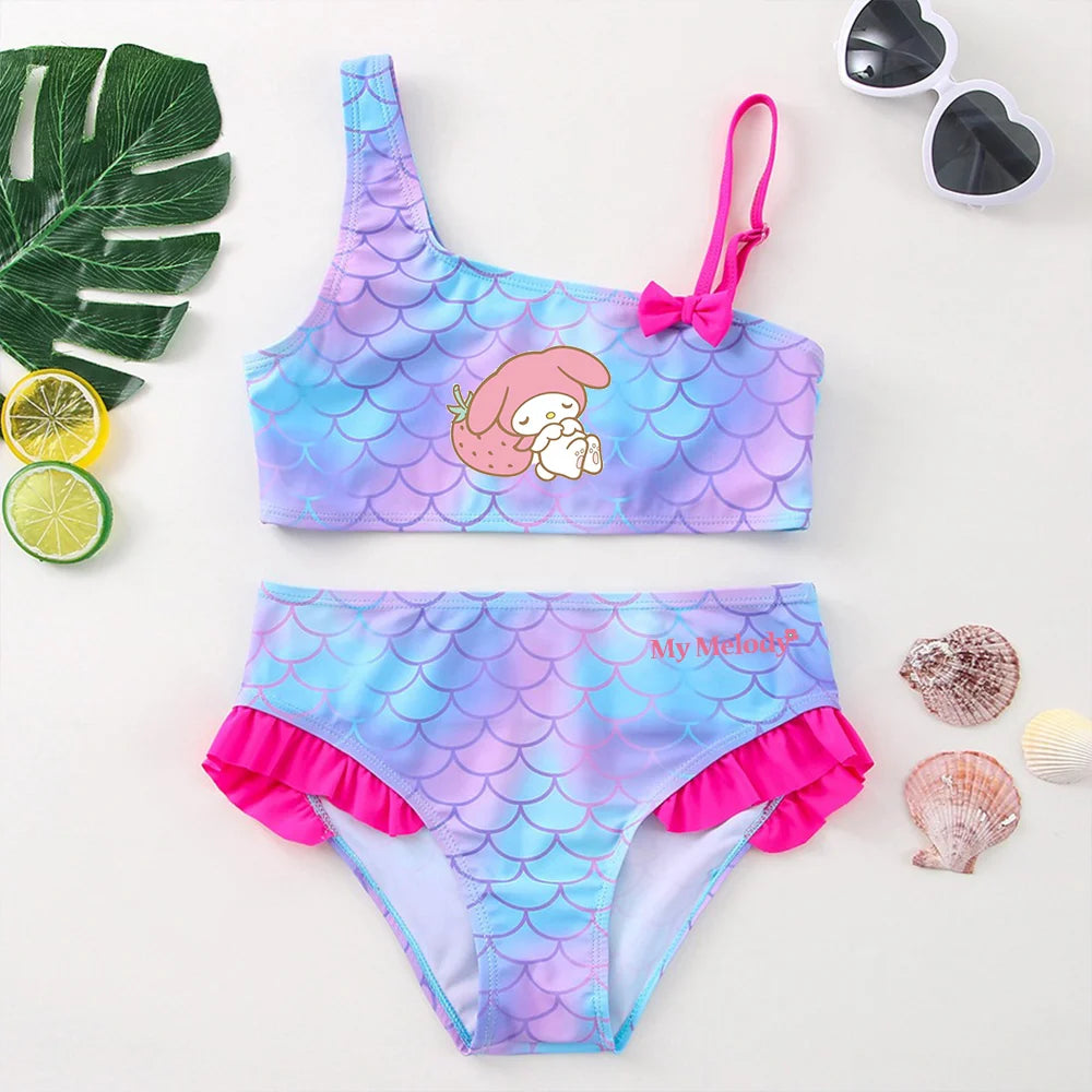 My Melody Girls Tankini Swimsuits Summer Beach wear Children Kids Wear Bathing Suits Two-pieces Bikini Dresses Fashion