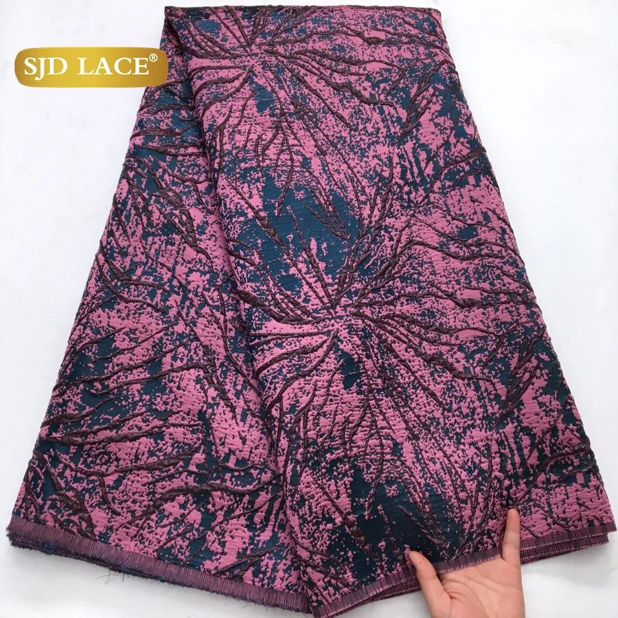SJD African Damask Lace Fabric 2025 - French Brocade Jacquard - 6Damask, 5 Yards