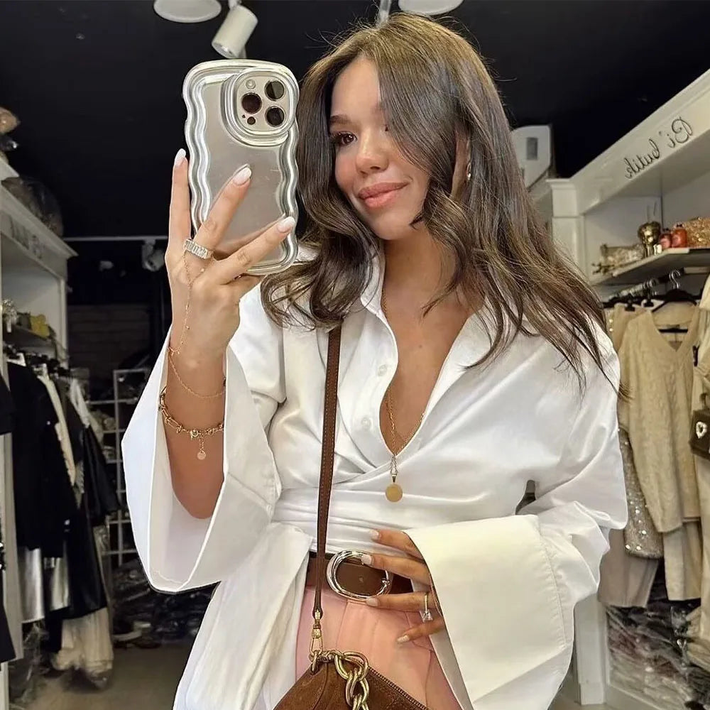 2024 Summer New Fashionable Women's Fashion Avant-garde Slim Fit Design Feel Double breasted Poplin Shirt