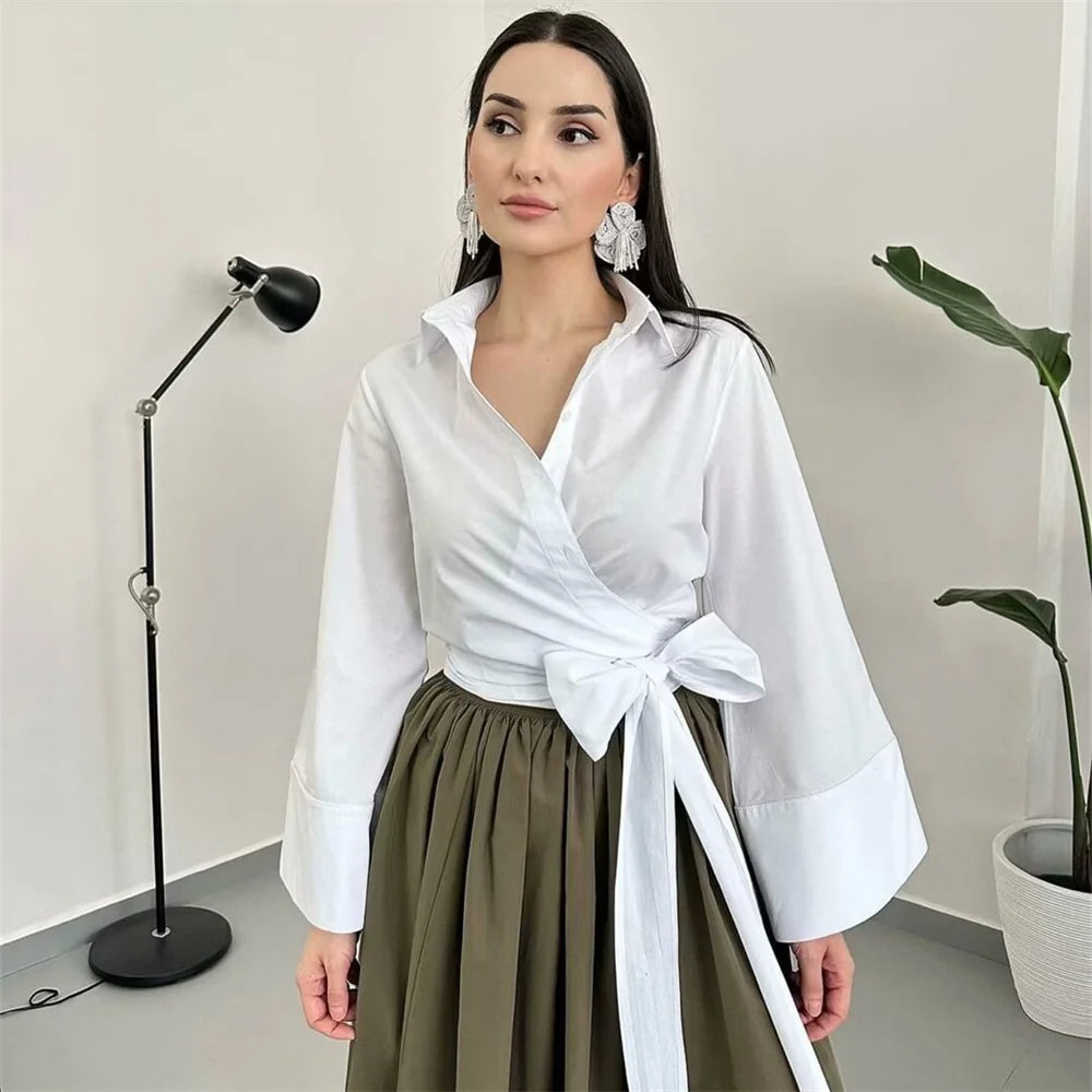 2024 Summer New Fashionable Women's Fashion Avant-garde Slim Fit Design Feel Double breasted Poplin Shirt