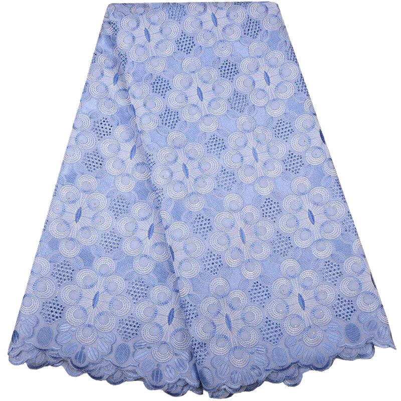 Nigerian Embroidered Cotton Lace Fabric - Swiss Voile - 5 Cotton, 5 Yards