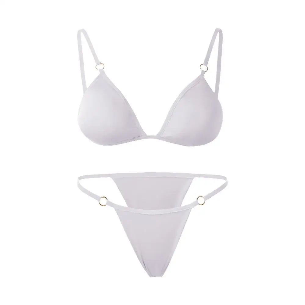 Vacation Woman Girl Sexy Solid Color Sling Backless Bikini Set Split Swimwear Swimsuit Two Piece