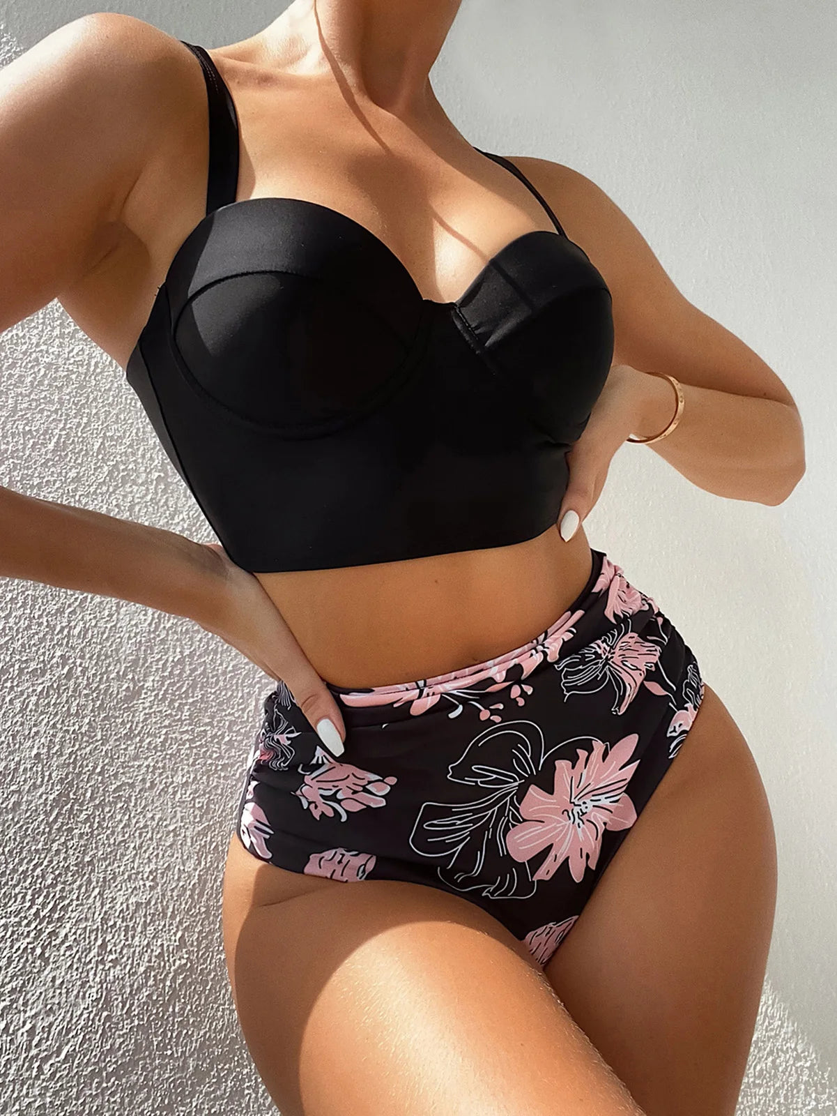 Bikini 2025 Push Up Swimsuit Women Halter High Waist Swimwear Female Printed Bathing Suit Bathers Mayo Biquine
