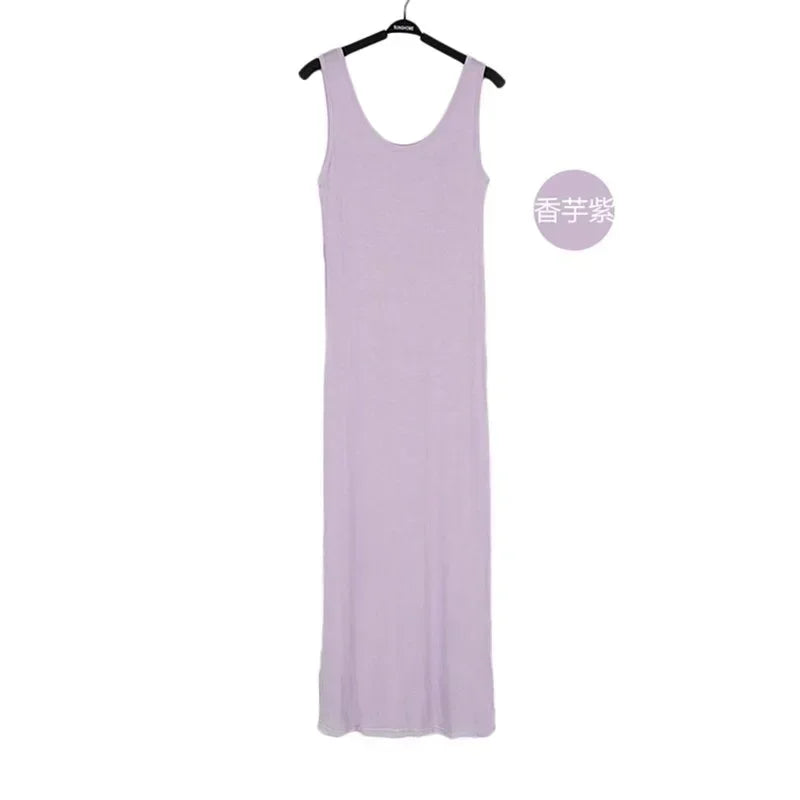 Backless Sleeveless Tank top Dress Women Slim Midi Long Bodycon Dresses
