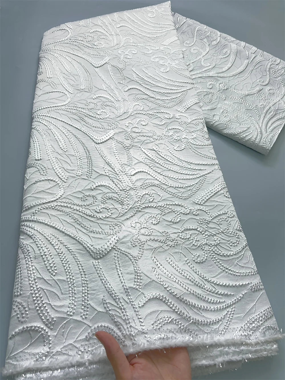 Kalume Luxury African Tulle Brocade Lace Fabric - French Gilding - 2african, 5 Yards