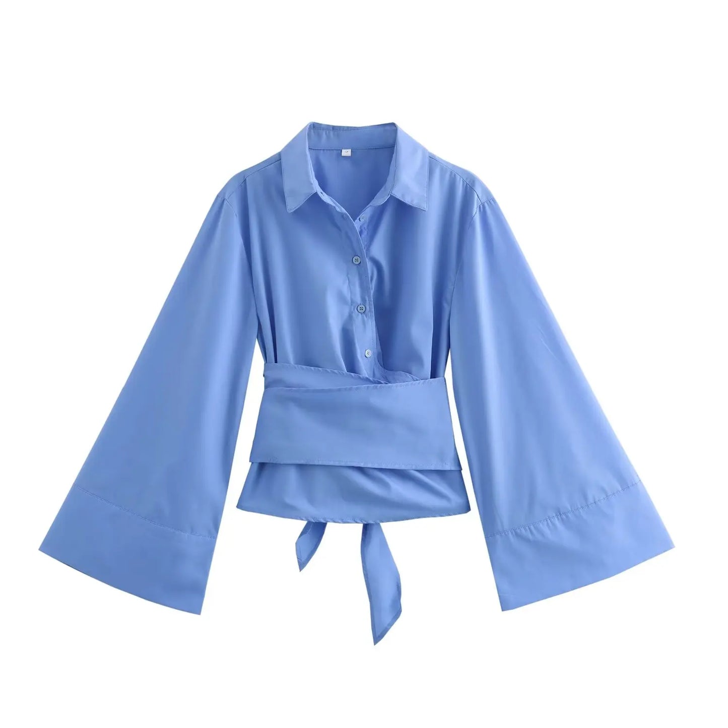 2024 Summer New Fashionable Women's Fashion Avant-garde Slim Fit Design Feel Double breasted Poplin Shirt