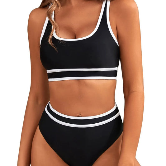 Sexy Solid Bikini 2024 Mujer High Cut Pleate Women's Swimsuit Separate Beach Bathing Suit High Waist Swimwear Biquini New