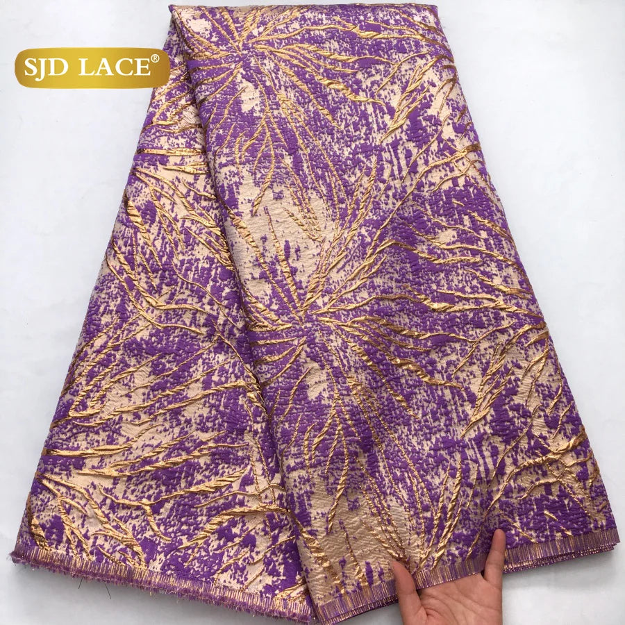 SJD African Damask Lace Fabric 2025 - French Brocade Jacquard - 6Damask, 5 Yards