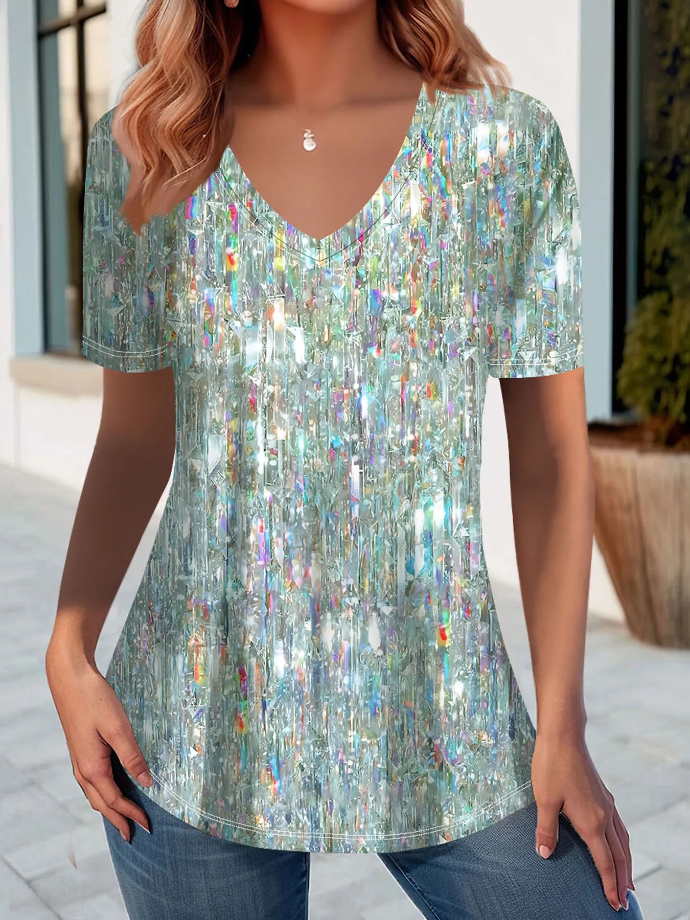 Plus Size Women's  Round Collar Short-sleeved T-shirt