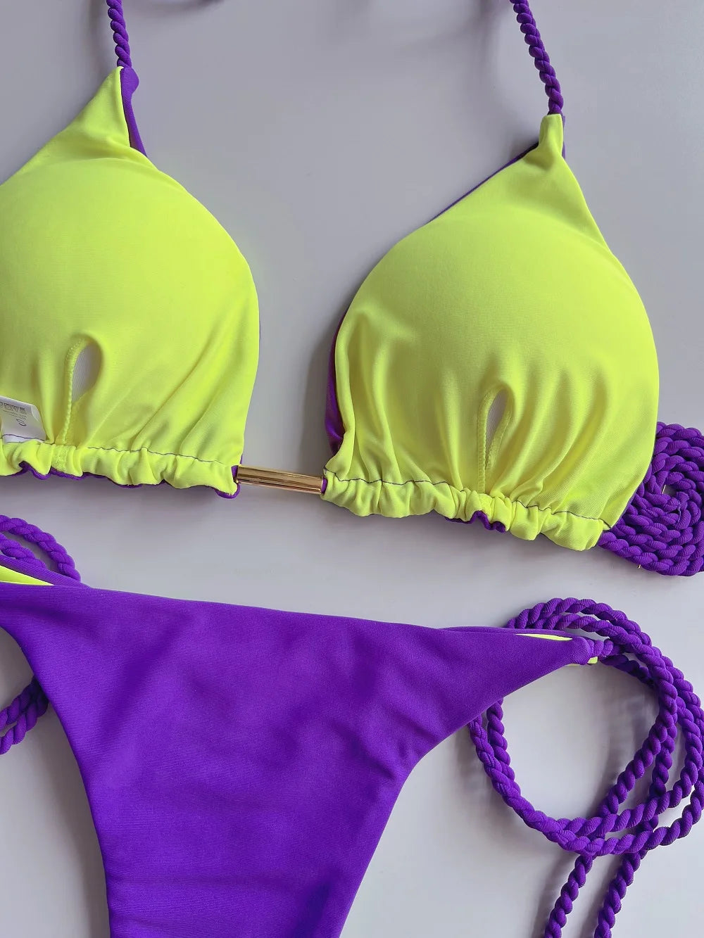 RUOTONSEPT Sexy Solid color Braiding rope Bikini Set Women Swimsuit Two-piece Triangle Swimwear Bathing Suit Brazilian Biquinis