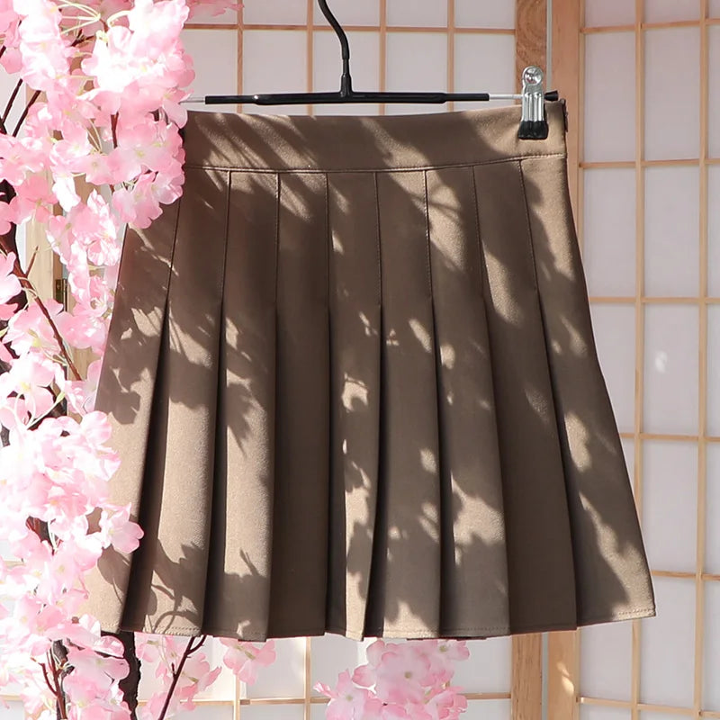 Women Pleated Skirt High Waist 2023 Summer Clothes Female Khaki A-Line Korean Preppy Style Jupes Black Mini Skirts For Girls