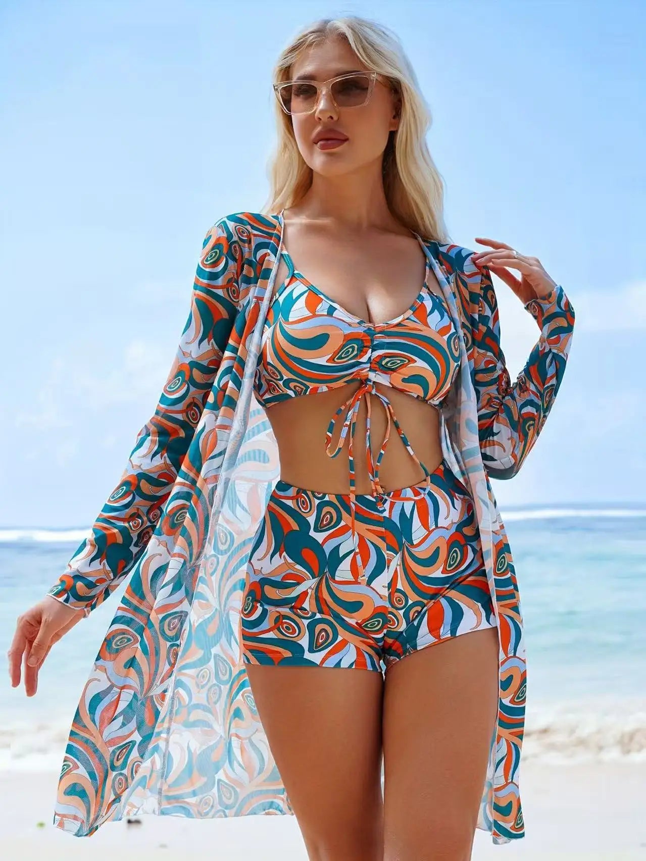 New 2025 Swimsuits Tankini Sets Female Swimwear Push Up For Beach Swim Wear Three-Piece Bathing Suits Pool Women's Swimming Suit