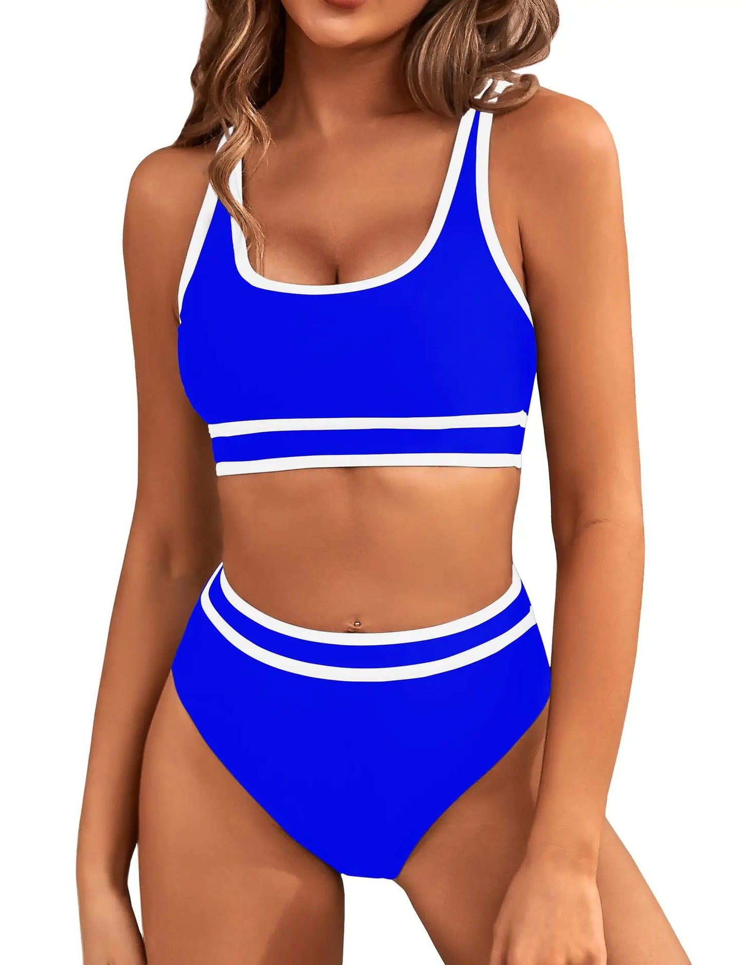 Sexy Solid Bikini 2024 Mujer High Cut Pleate Women's Swimsuit Separate Beach Bathing Suit High Waist Swimwear Biquini New
