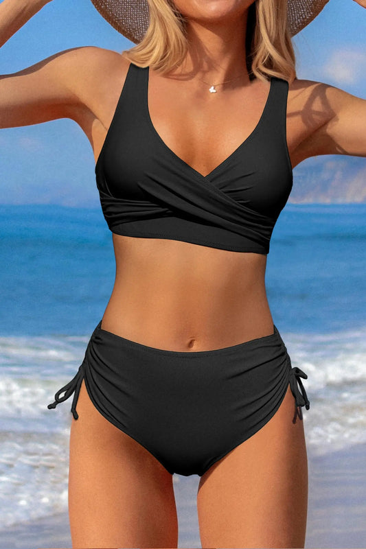 Women's High Waist Bikini Set Sexy Black Tied Swimwear Two Piece Bathing Suit for Women Summer Beach Pool Party Bikini Set ﻿