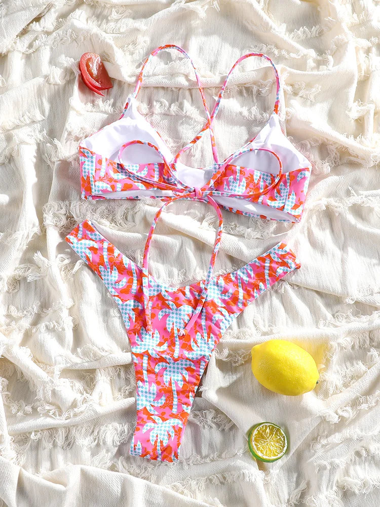 Sexy Bikini Set Print Bathsuit Swimsuit For Women Summer Bathing Suit Low Waist Bikinis Beachwear