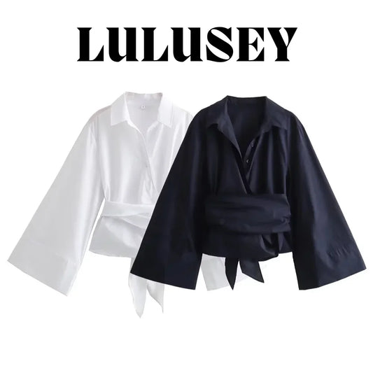 2025 Summer Women’s Poplin Bow Tie Shirt, Multi-Color Casual Turn-Down Collar Double-Placket Blouse, Wrinkle-Resistant Chic Top