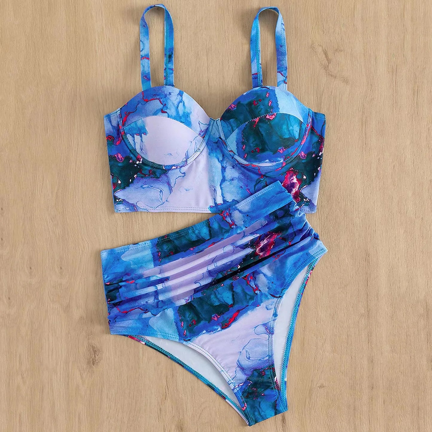 Bikini 2025 Push Up Swimsuit Women Halter High Waist Swimwear Female Printed Bathing Suit Bathers Mayo Biquine
