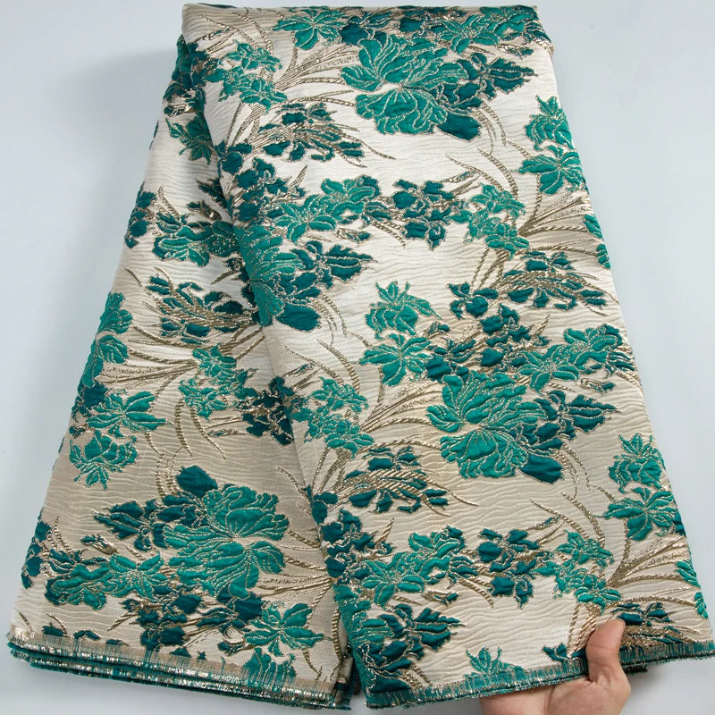 African Brocade Lace Fabric 2025 - Nigerian French Tulle Damask - Brocade, 5 Yards