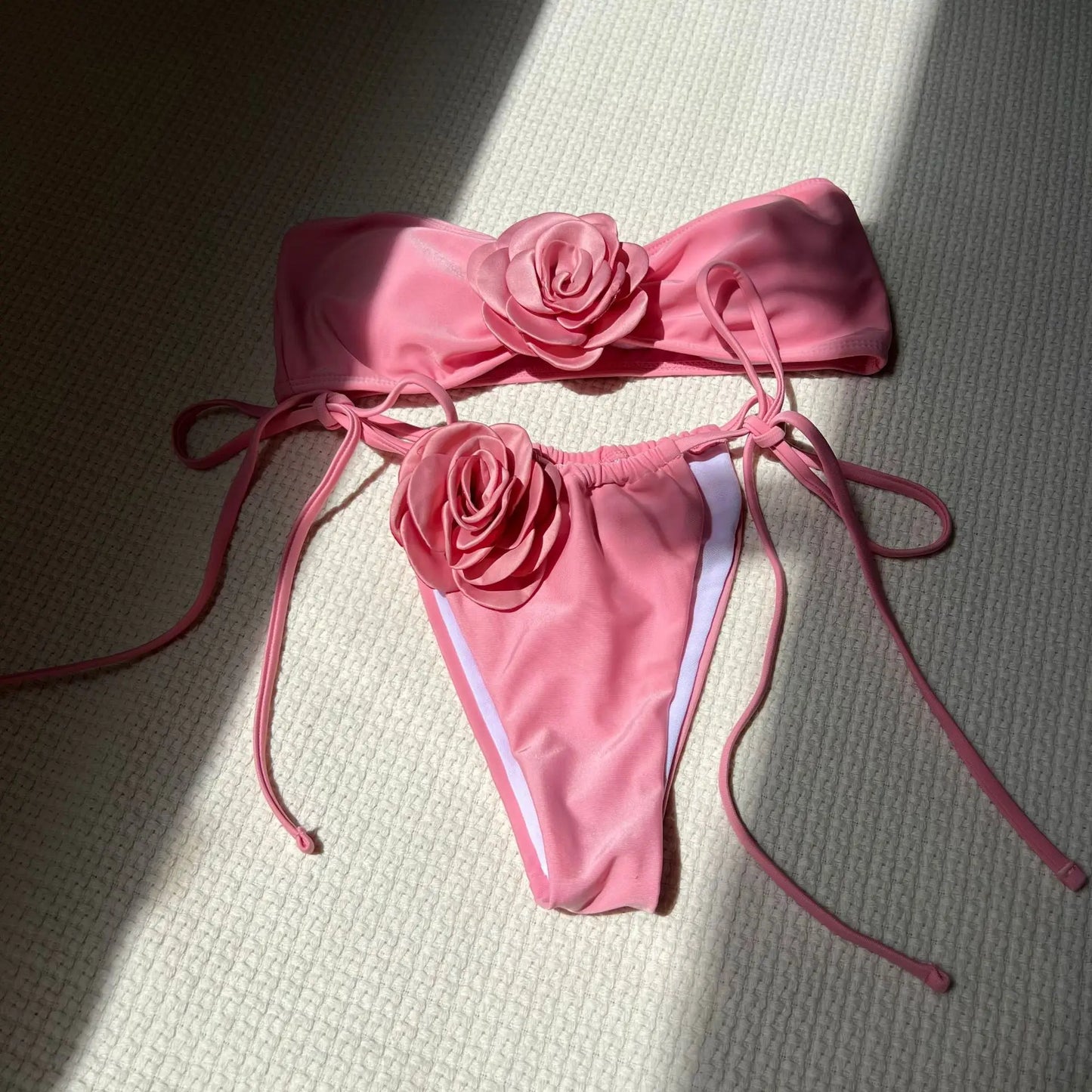 3D Flowers High Cut Bikini Female Swimsuit Women Swimwear Two-pieces Bikini set Bather Bathing Suit Swim