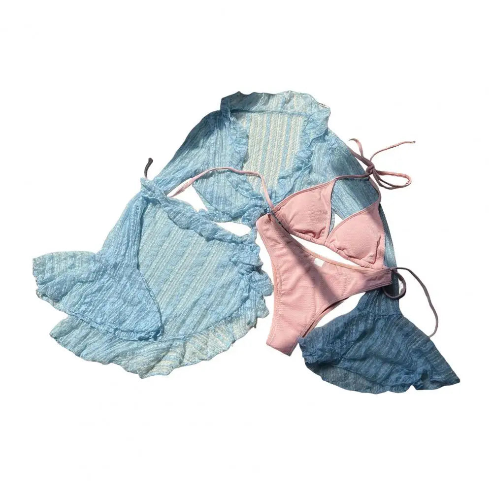 Long Sleeve Bikini Female Swimsuit Women Swimwear Four/Two-pieces Bikini set Sarong Halter Bather Bathing Suit Swim