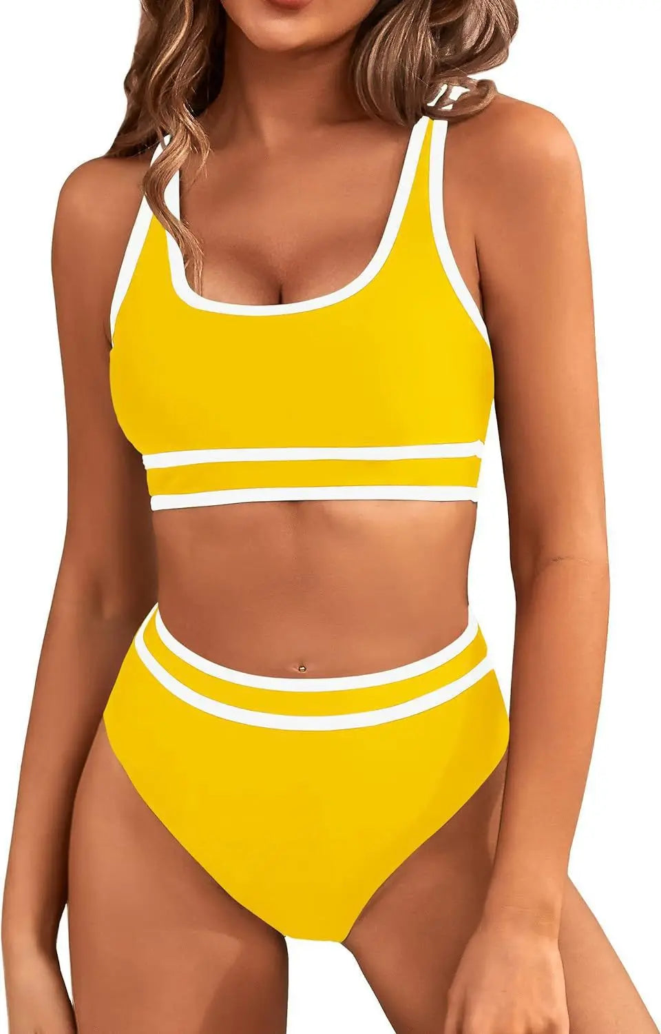 Sexy Solid Bikini 2024 Mujer High Cut Pleate Women's Swimsuit Separate Beach Bathing Suit High Waist Swimwear Biquini New