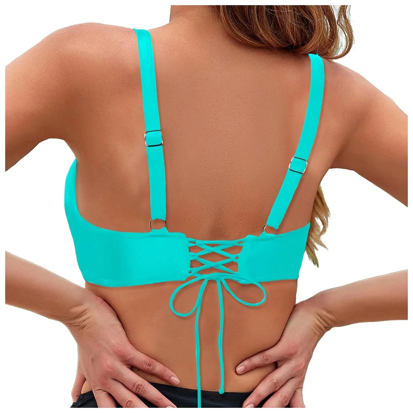 Leopard Bikini Bra for Women Ladeis Lace Up Swimwear Tops Full Coverage Push Up Crop Bikini Bra 2024 Fashion New Bathing Suits