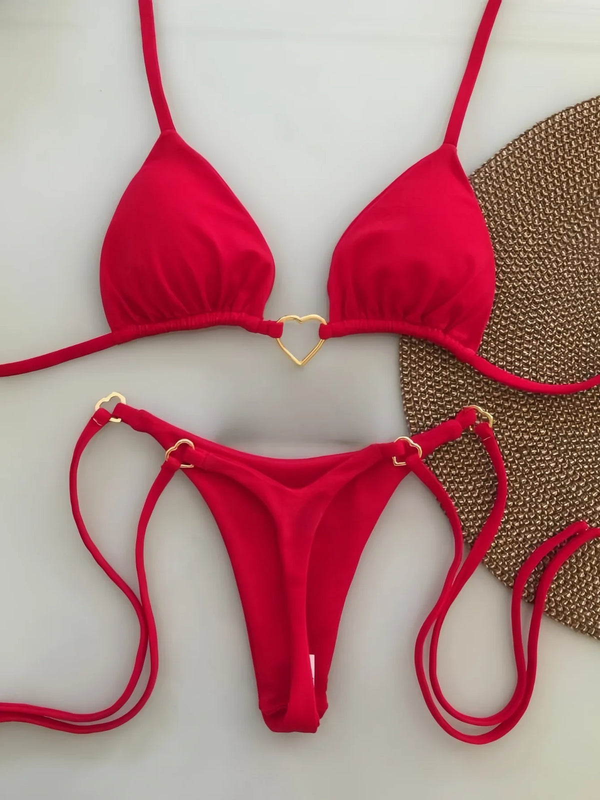 Solid Color White Bikini Women Suit Low Waist Lace-up Swimsuit Two-piece Set swimwear women bathing suit купальник