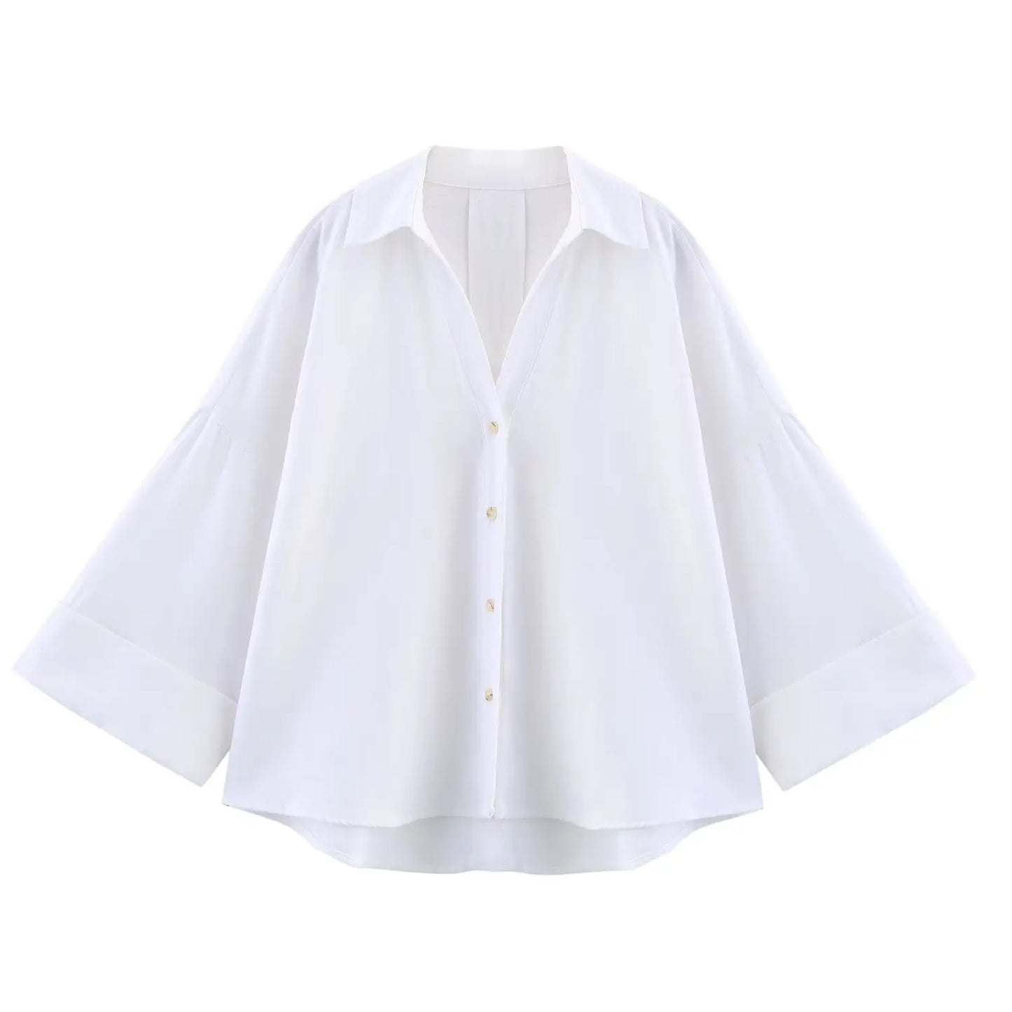 PB&ZA2025 Summer New Women's Commuter Versatile Linen Blended Wide Sleeve Lapel Casual Striped Shirt