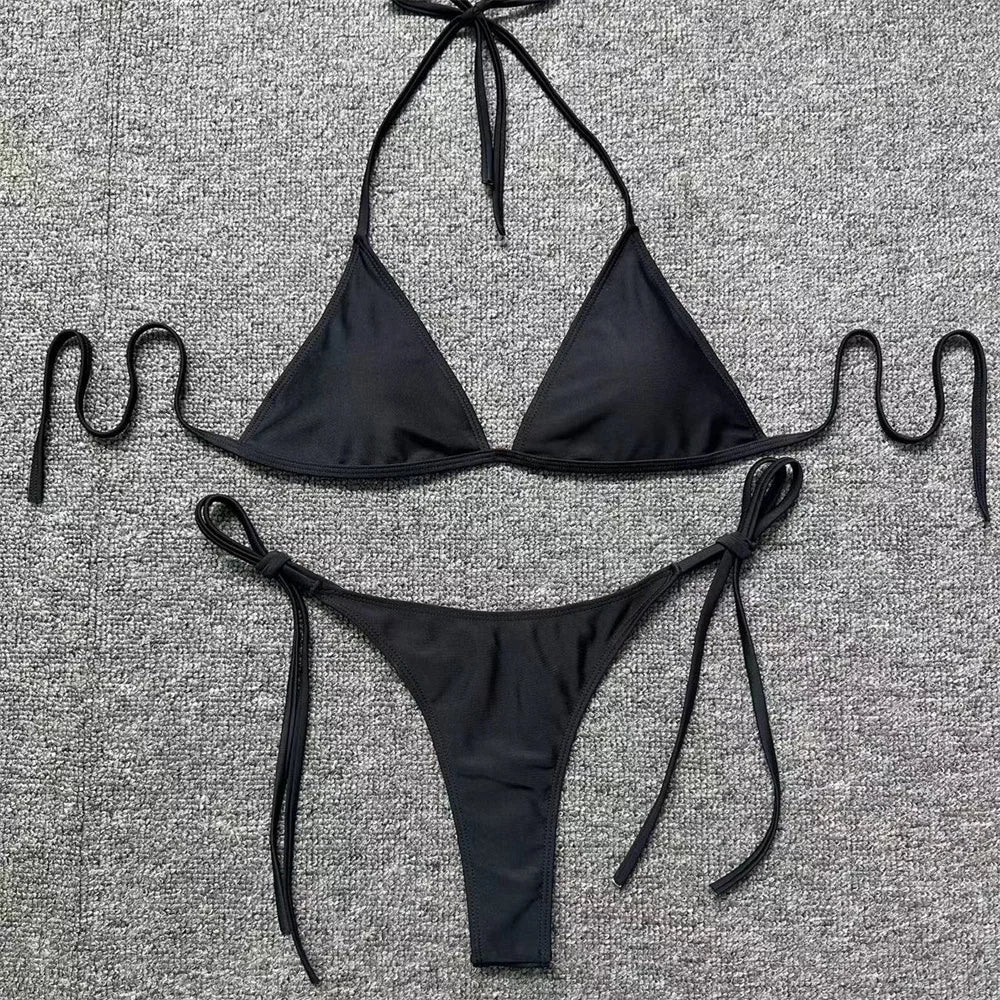 Micro String Extrem Bikini Backless Swimsuit Push Up Triangle Tangas Women Swimwear Y2k Brazilian Beachwear Bathing Suit Bikinis
