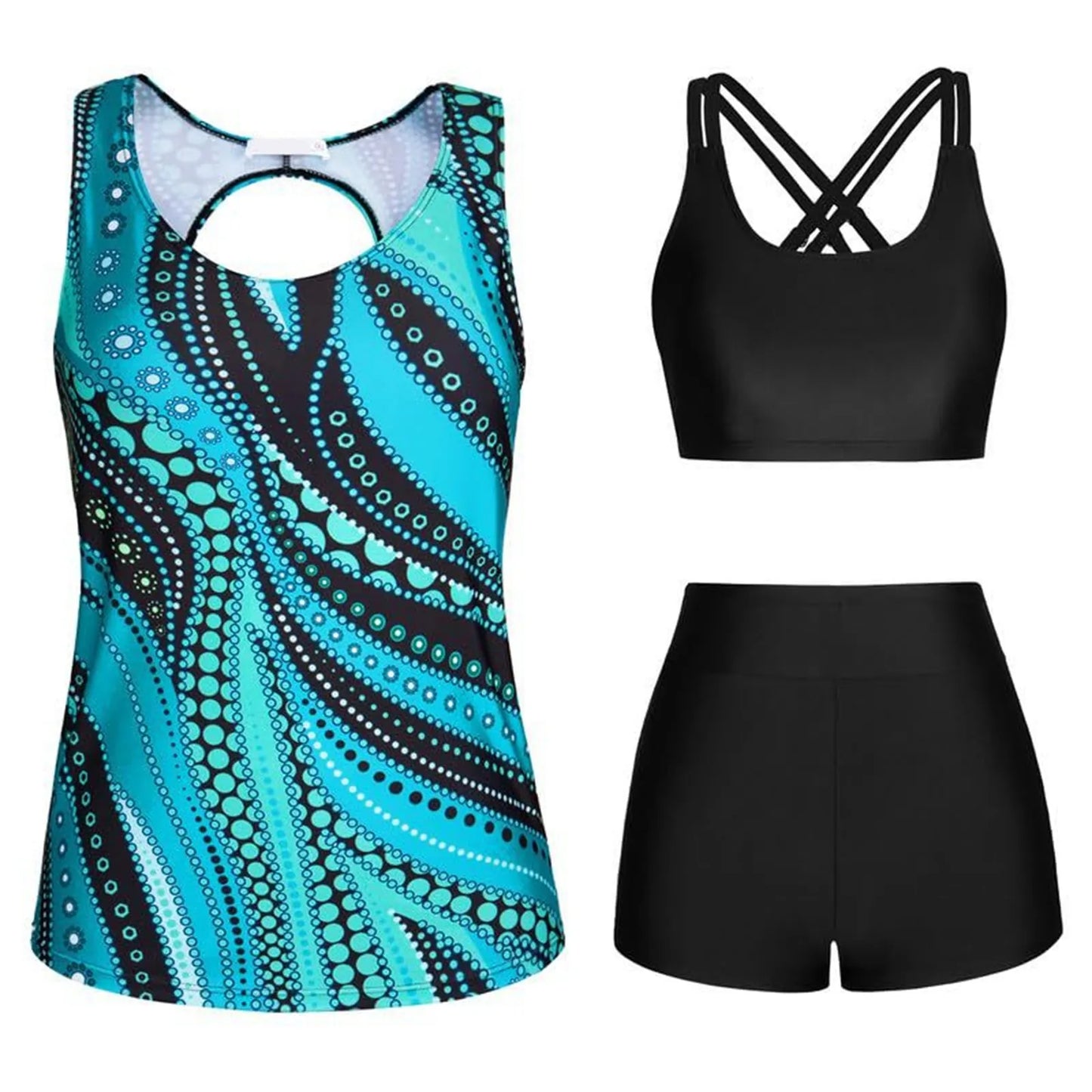 Women's Beach Swimsuit Three Piece Set Floral Printed Separate Three Piece Swimsuits With Bra Pads No Steel Bra Sexy Bikini Se