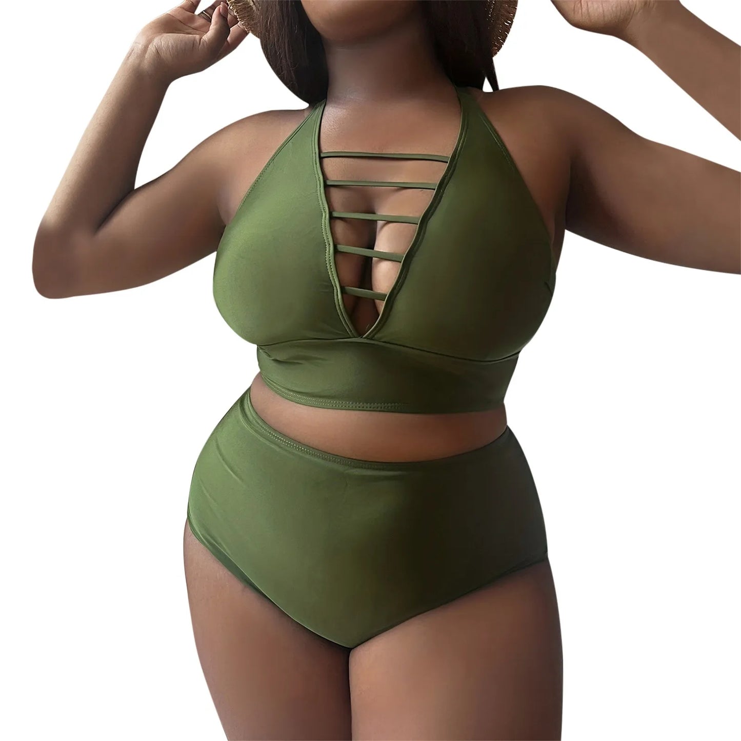 Plus Size Swimsuit Women Big Breast Bikini Set 2024 Sexy Two Pieces Bikinis High Waisted Swimwear Brazilian Bathing Suit