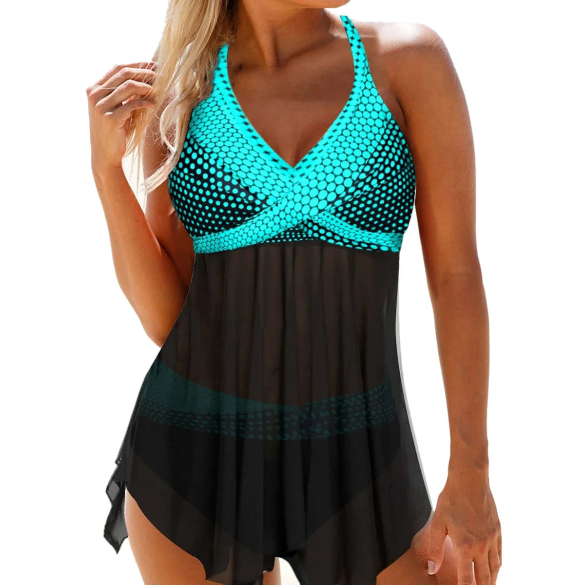 Women's Hanging Neck Multi-color Sleeveless V-neck Sexy Polka Dot Print New Fashion Beach Swimsuit 2-piece Set