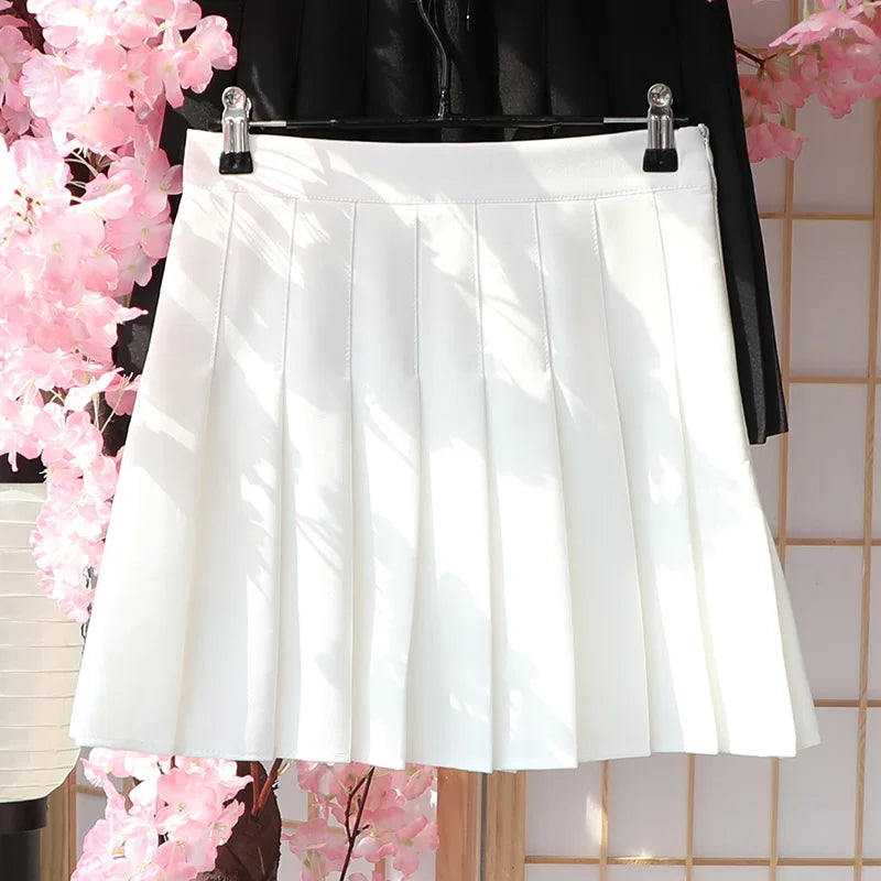 Women Pleated Skirt High Waist 2023 Summer Clothes Female Khaki A-Line Korean Preppy Style Jupes Black Mini Skirts For Girls