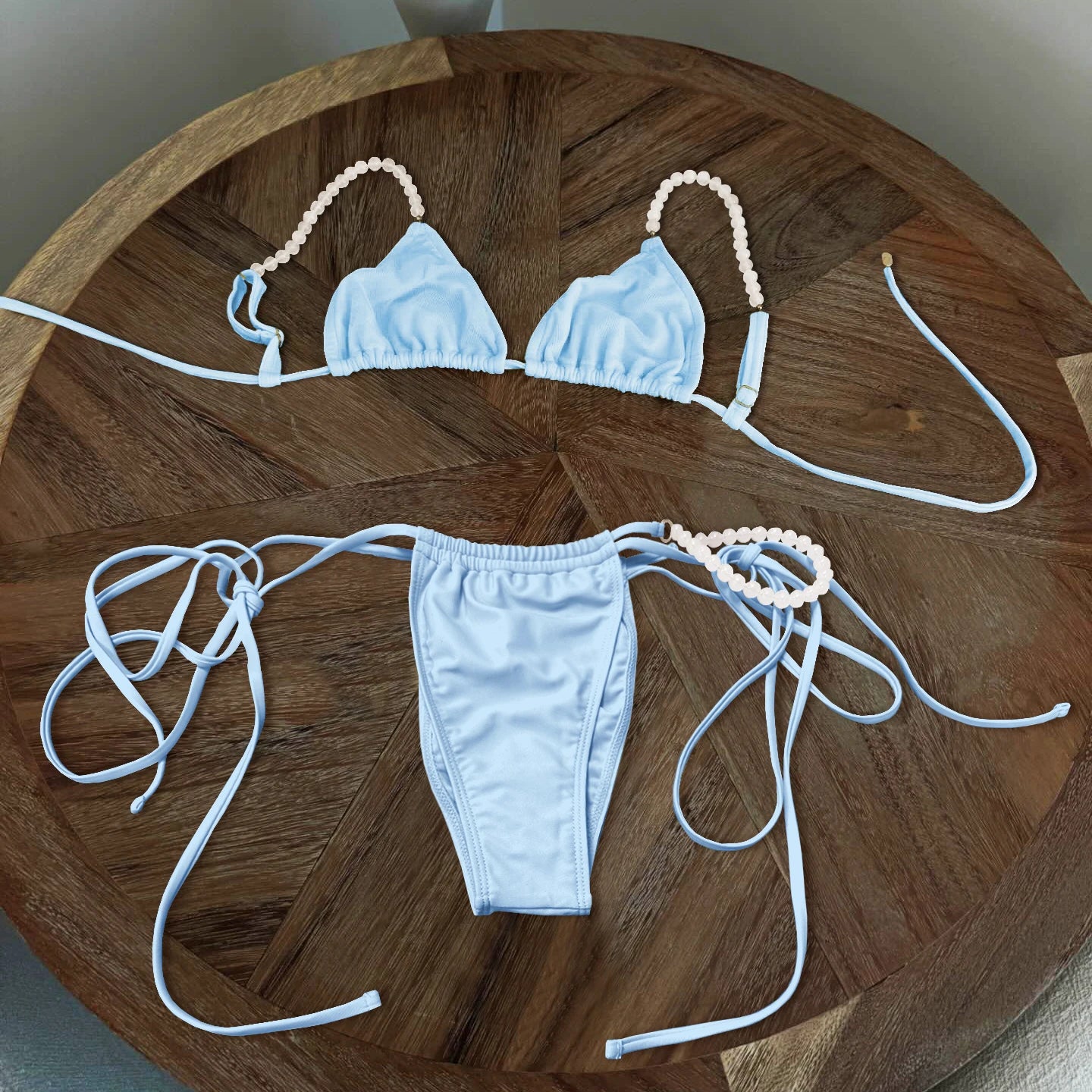 Beads Bikini 2025 Sexy Women Swimsuit Female Swimwear Micro Bikini Set Bandeau Swimming Suit Beachwear Pink Brazilian Biquini