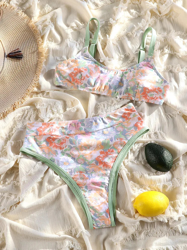 Printed Bikini Set Sexy Two Piece Set For Women Bikinis One Shoulder Swimsuit 2025 Swimsuits Low Waist Swimwear Summer Beachwear