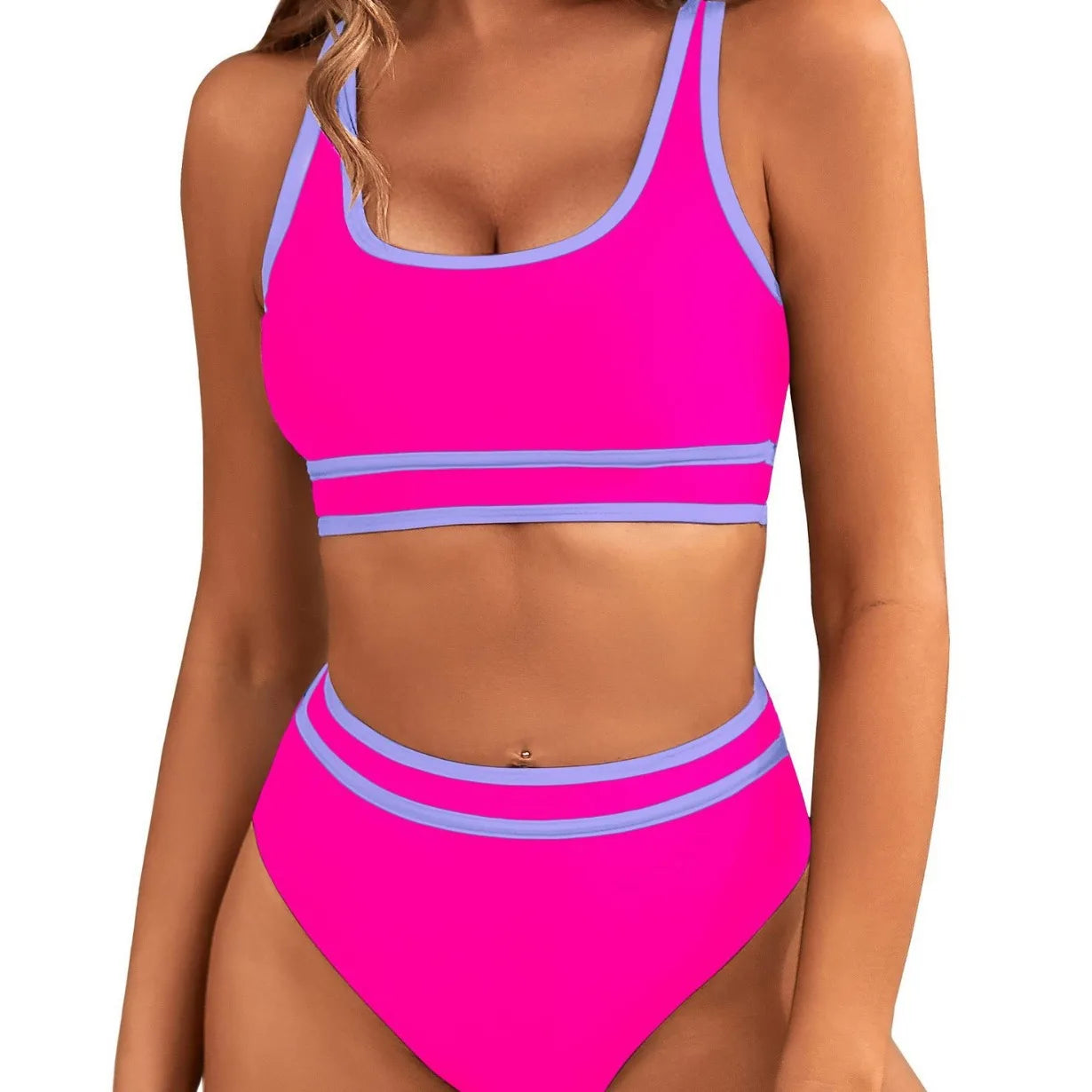 Sexy Solid Bikini 2024 Mujer High Cut Pleate Women's Swimsuit Separate Beach Bathing Suit High Waist Swimwear Biquini New